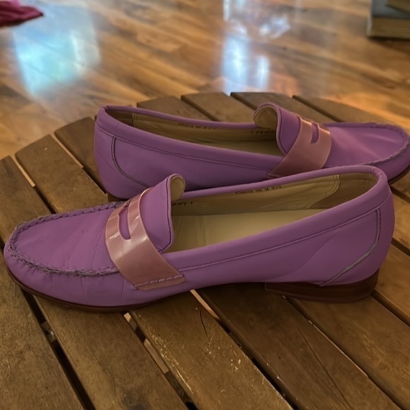 Purple Cole Haan loafers with pink accent penny holder. Size 9B. EUC. So cute! - Picture 4 of 8